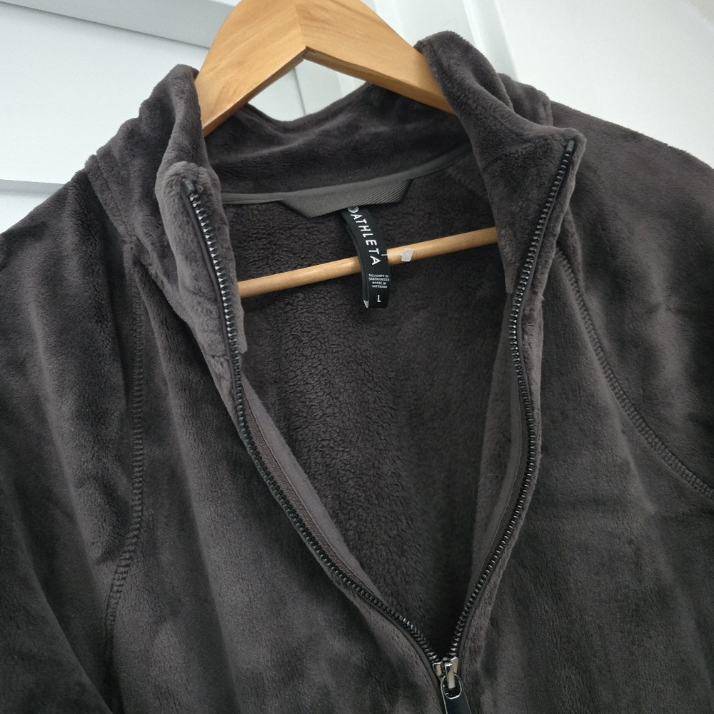 Athleta Cloud Fleece Velour Jacket in Shale Chocolate Brown - Picture 8 of 13